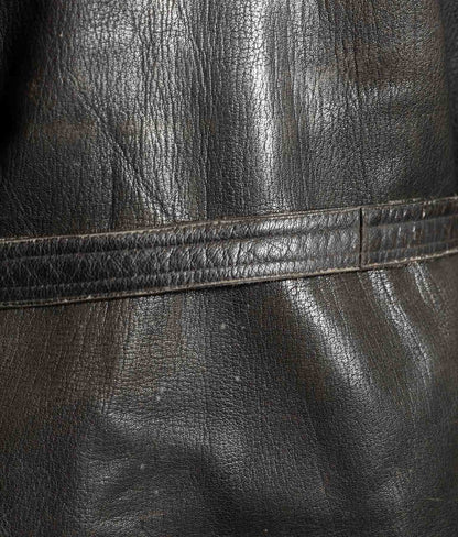 Vintage 1950s Italian Police Motoring Coat, Goatskin, Knitted Wool Collar