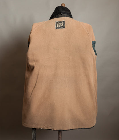 Vintage 1950s Italian Police Motoring Coat, Goatskin, Knitted Wool Collar