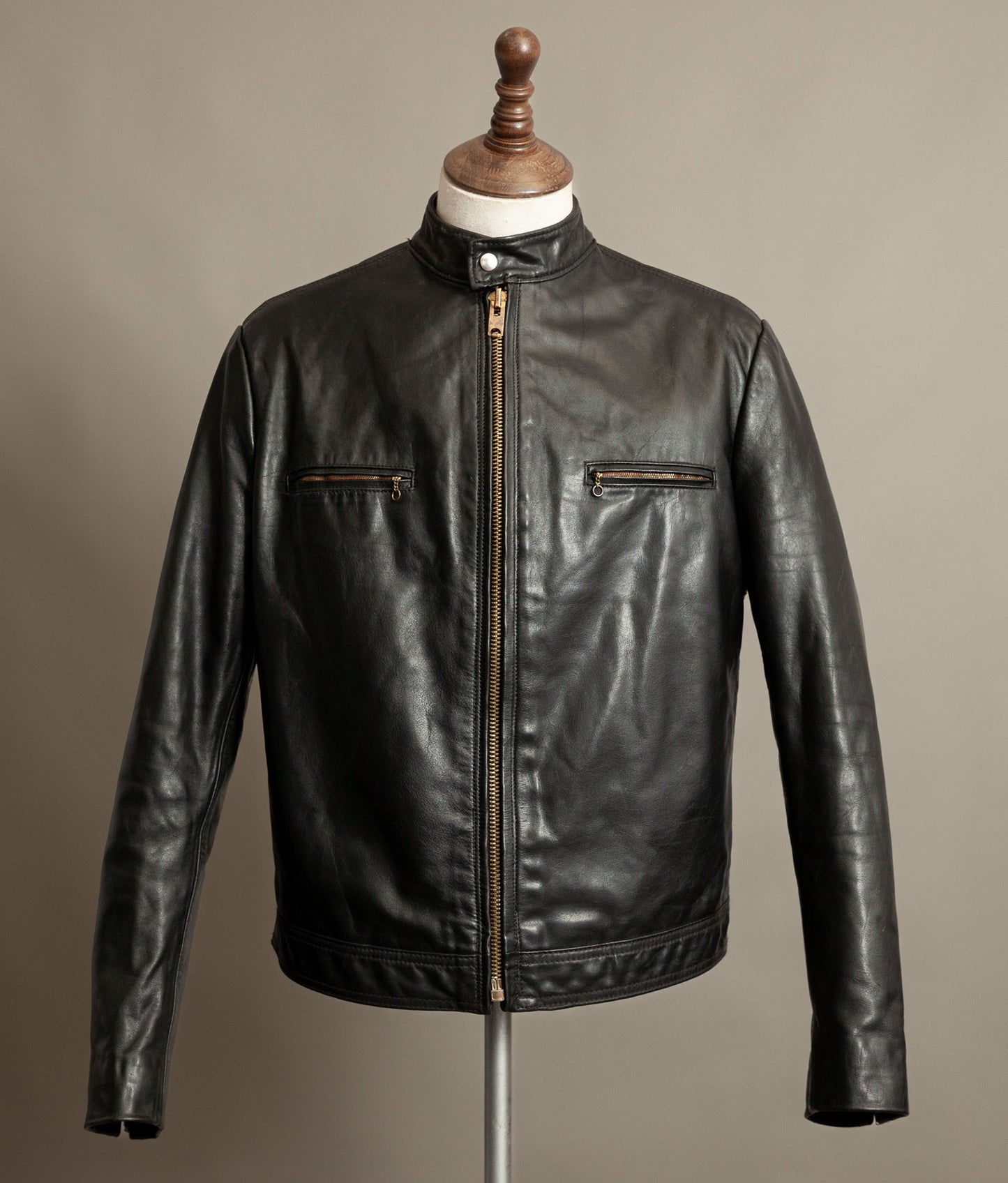 Vintage 1980s Cafe Racer Leather Jacket Horsehide Talon Zip USA