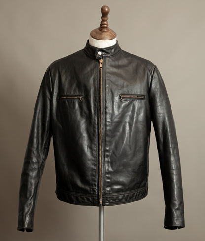 Vintage 1980s Cafe Racer Leather Jacket Horsehide Talon Zip USA