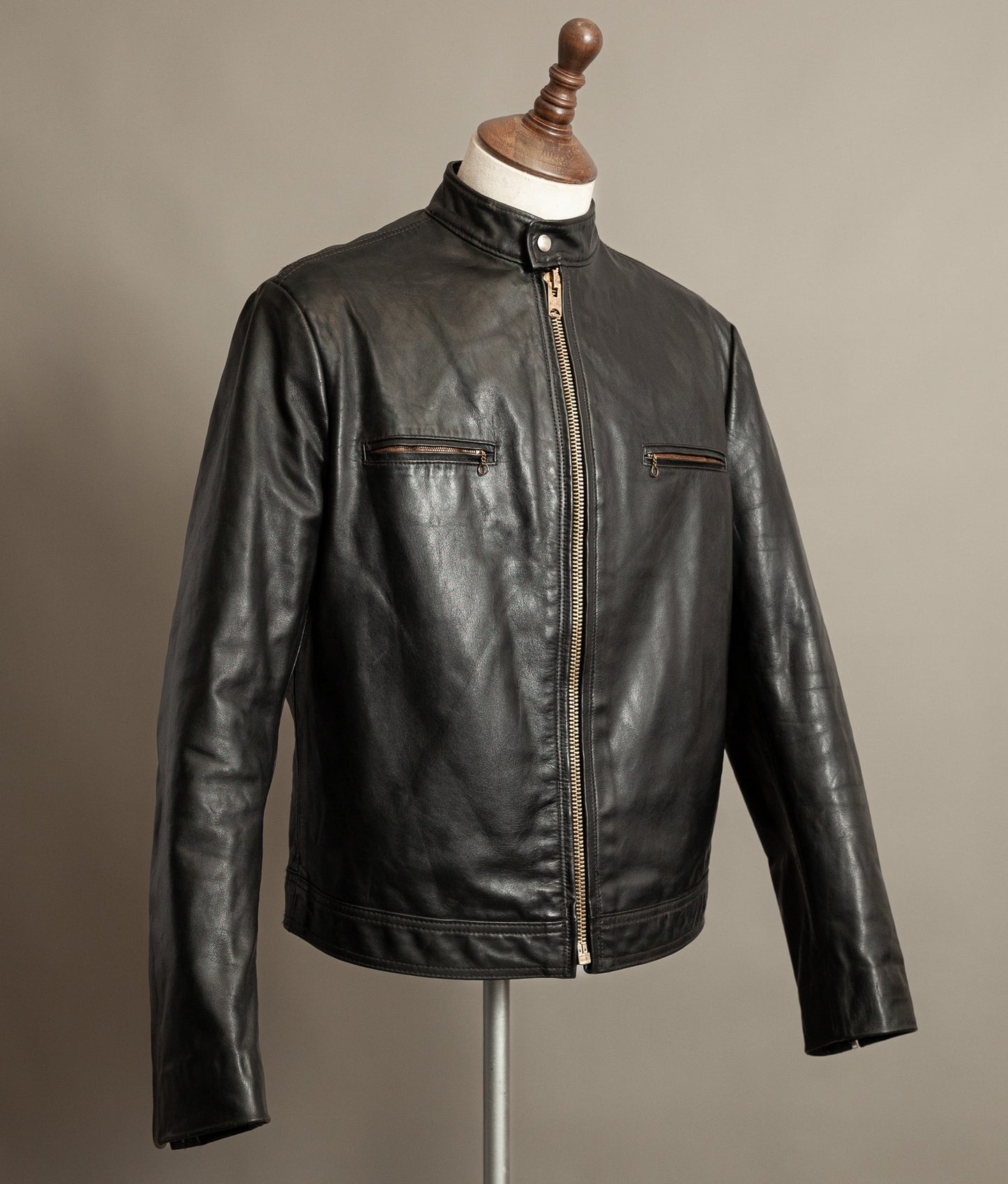 Vintage 1980s Cafe Racer Leather Jacket Horsehide Talon Zip USA