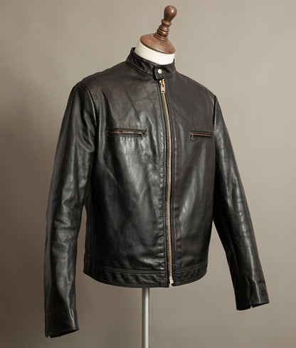 Vintage 1980s Cafe Racer Leather Jacket Horsehide Talon Zip USA