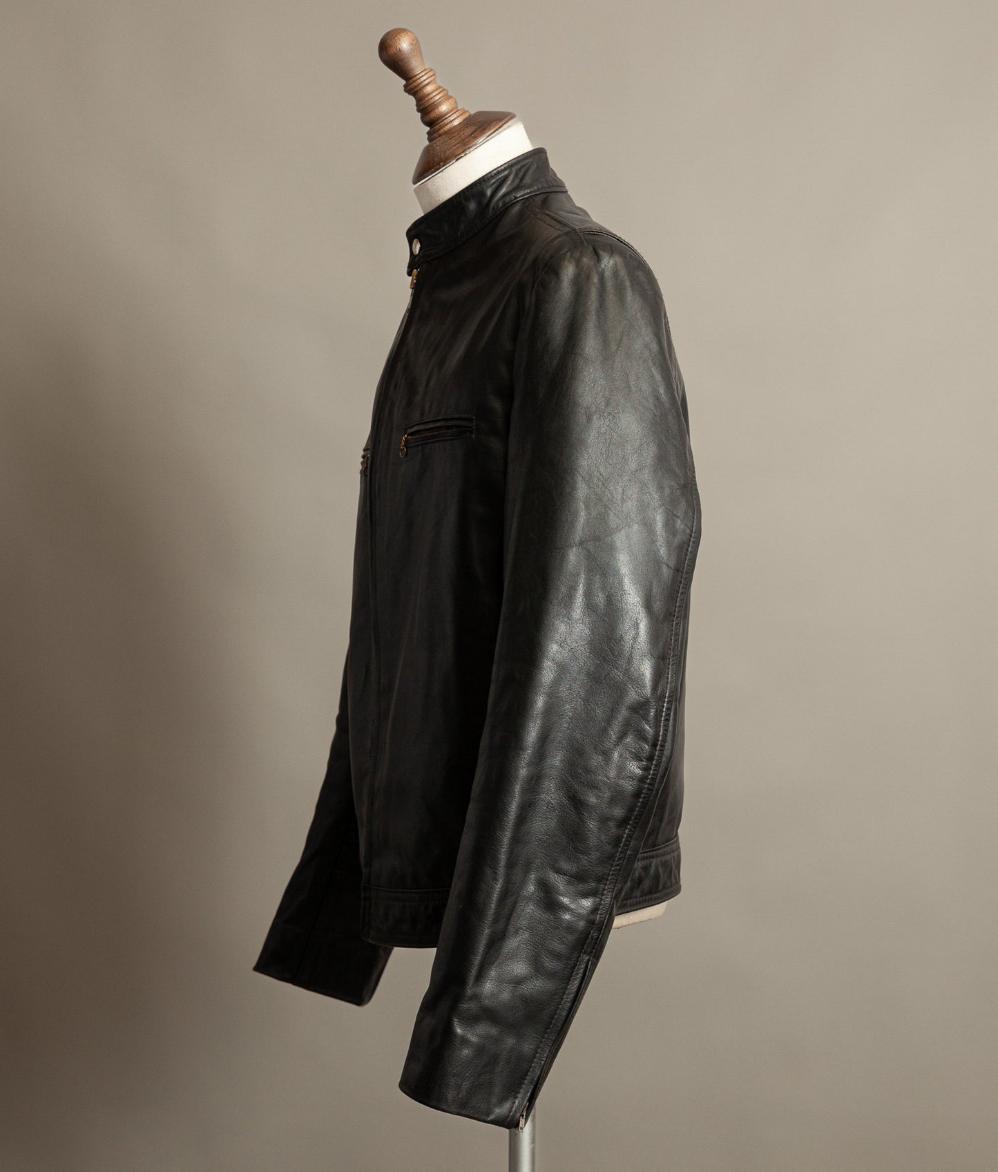 Vintage 1980s Cafe Racer Leather Jacket Horsehide Talon Zip USA