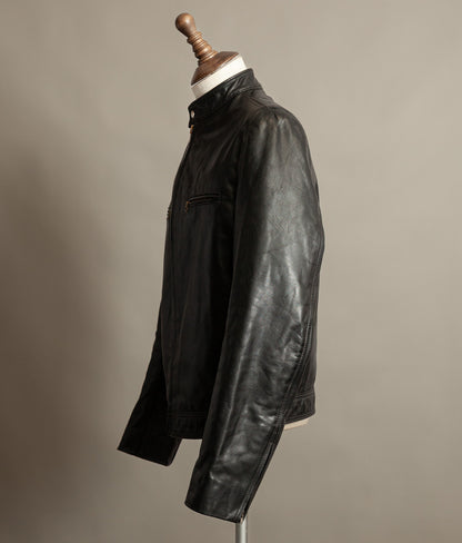 Vintage 1980s Cafe Racer Leather Jacket Horsehide Talon Zip USA