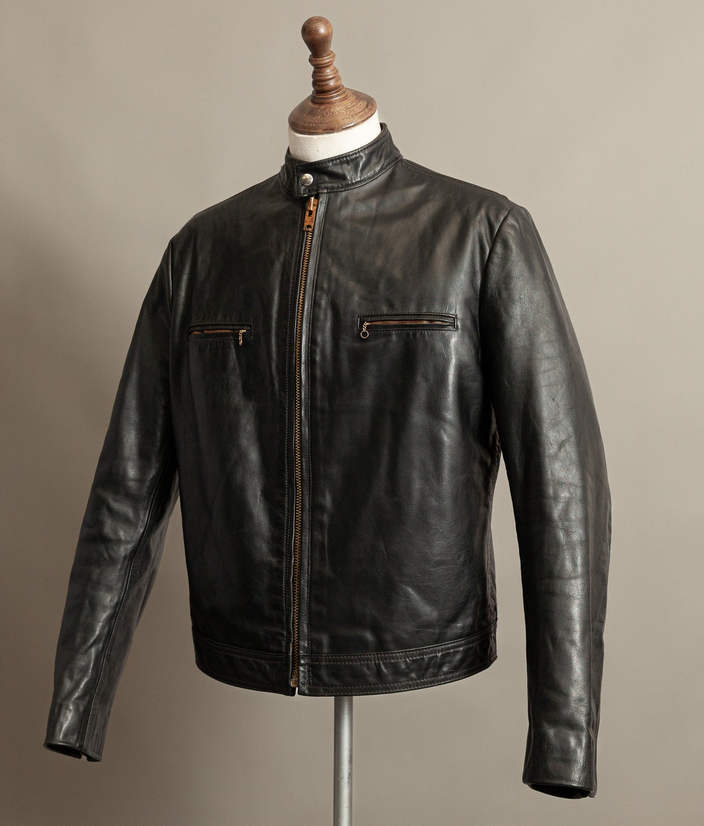 Vintage 1980s Cafe Racer Leather Jacket Horsehide Talon Zip USA