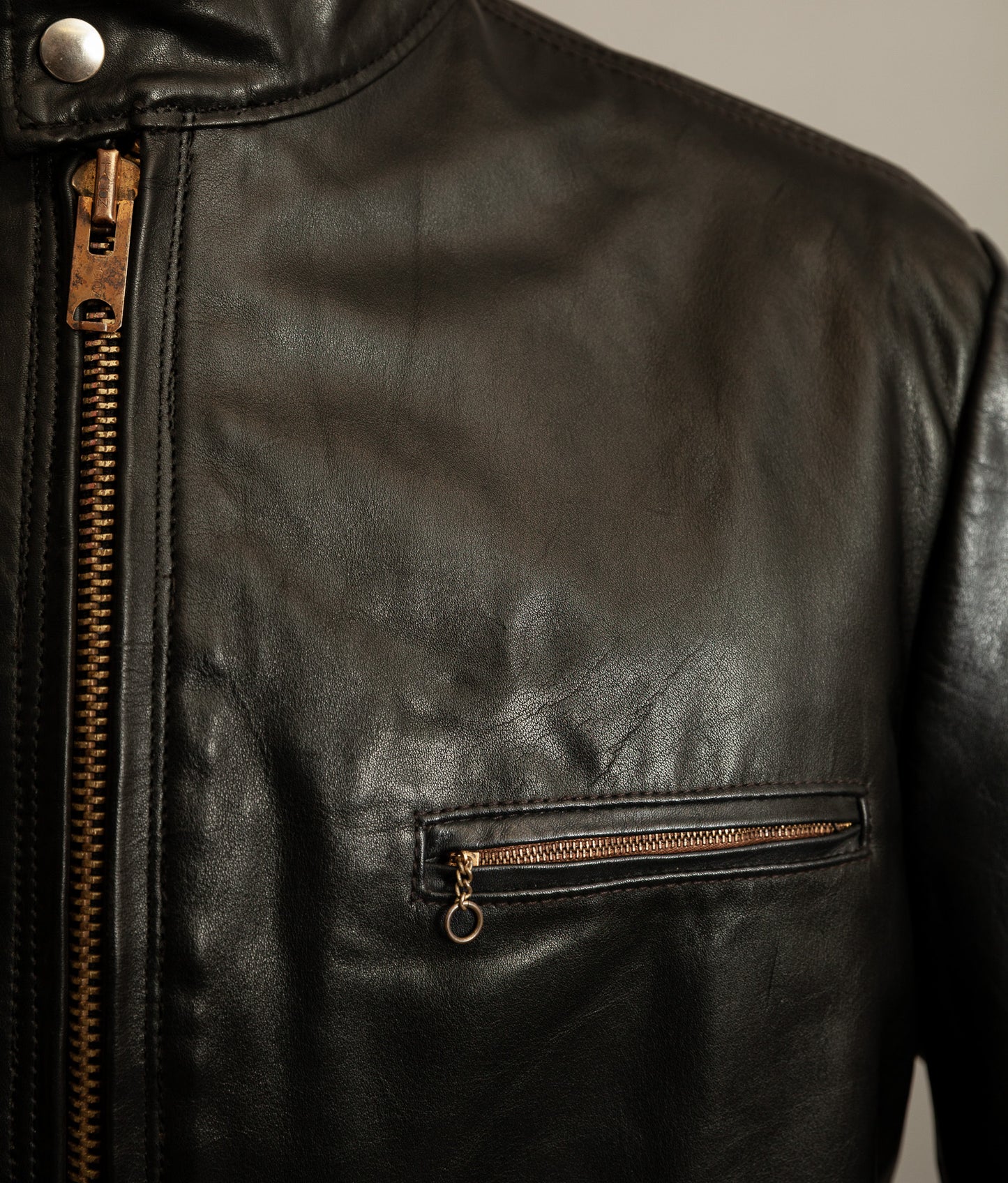 Vintage 1980s Cafe Racer Leather Jacket Horsehide Talon Zip USA
