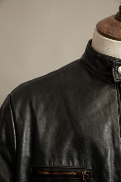 Vintage 1980s Cafe Racer Leather Jacket Horsehide Talon Zip USA