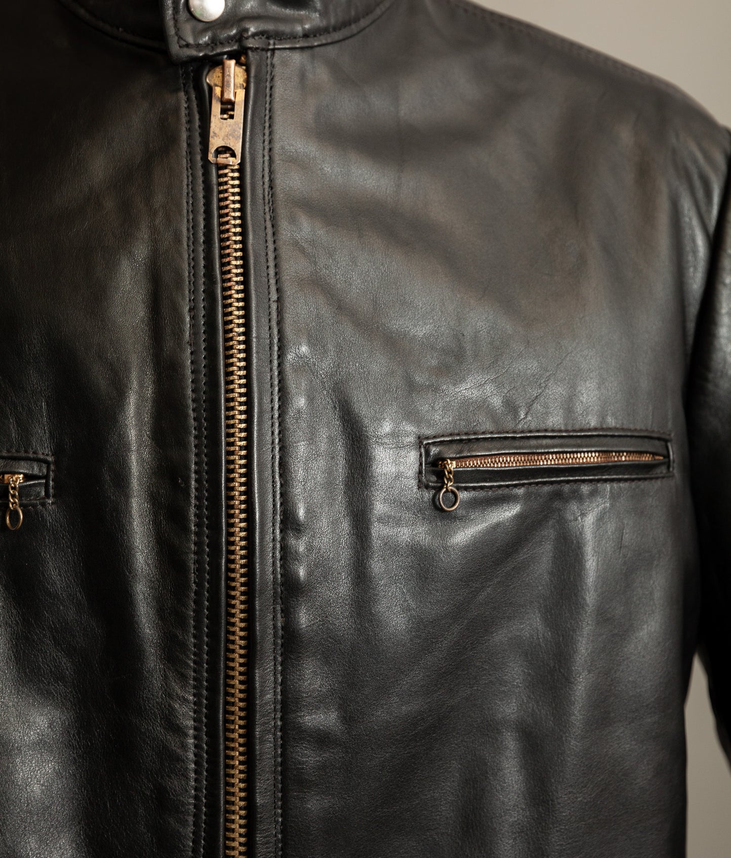 Vintage 1980s Cafe Racer Leather Jacket Horsehide Talon Zip USA