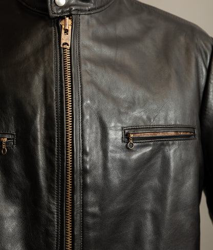 Vintage 1980s Cafe Racer Leather Jacket Horsehide Talon Zip USA