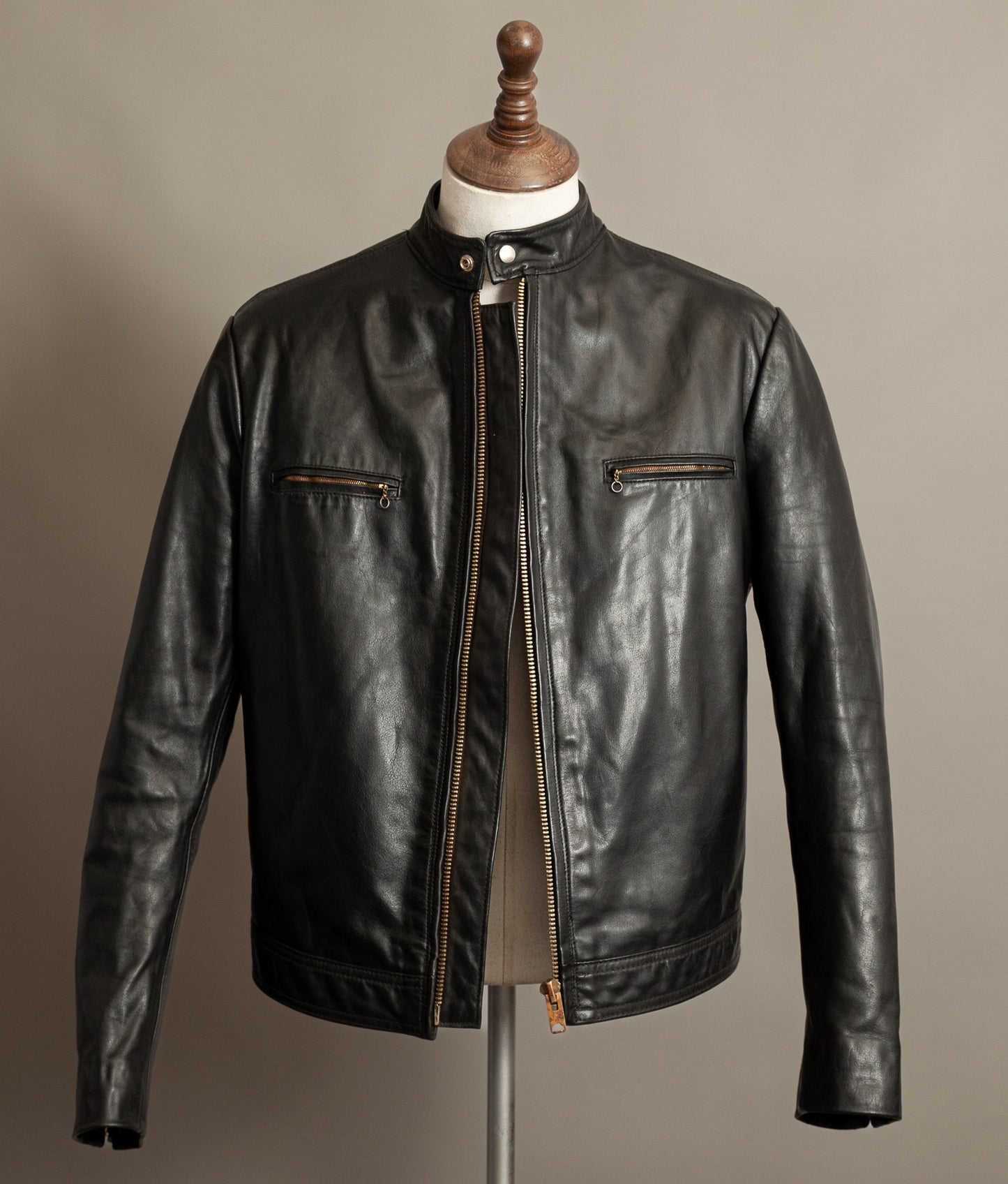 Vintage 1980s Cafe Racer Leather Jacket Horsehide Talon Zip USA