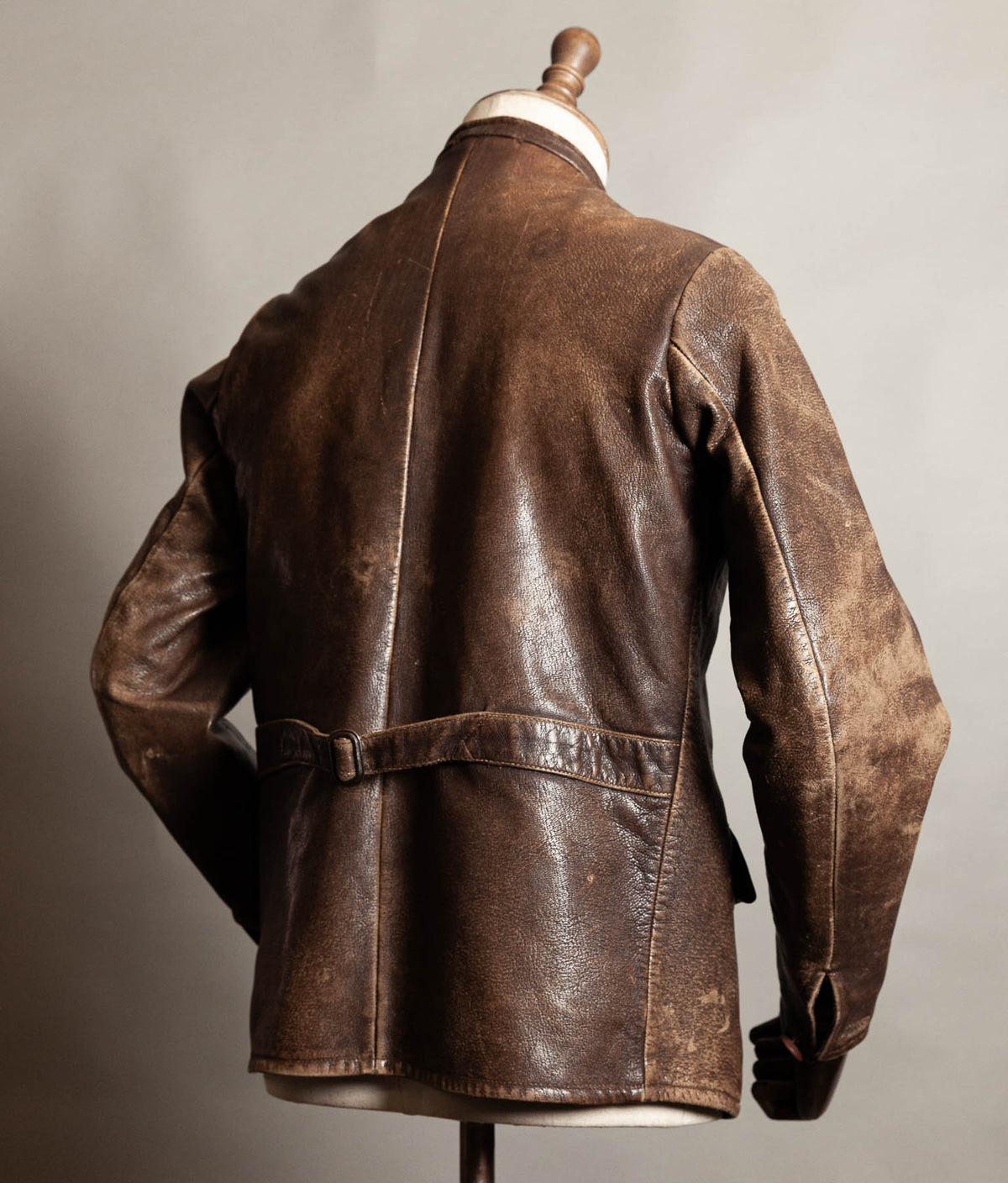 Vintage 1940s–50s Swedish Jofa Leather Work Jacket, Double-Breasted Goatskin