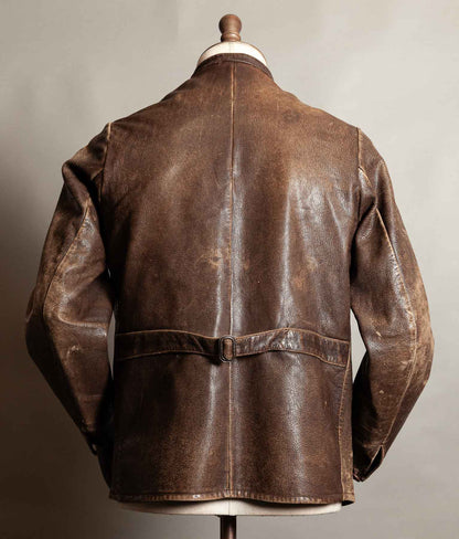 Vintage 1940s–50s Swedish Jofa Leather Work Jacket, Double-Breasted Goatskin