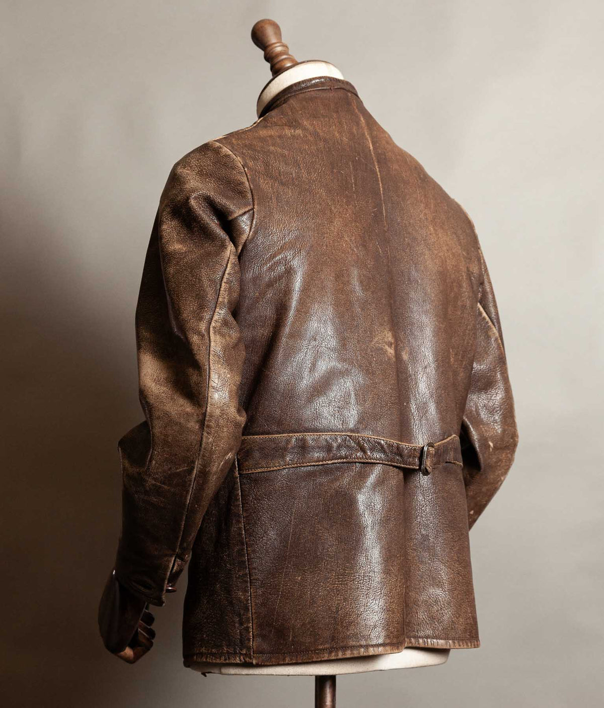 Vintage 1940s–50s Swedish Jofa Leather Work Jacket, Double-Breasted Goatskin