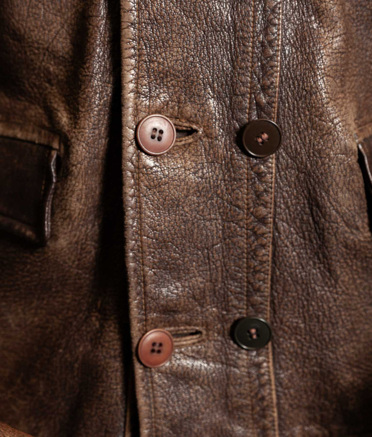 Vintage 1940s–50s Swedish Jofa Leather Work Jacket, Double-Breasted Goatskin