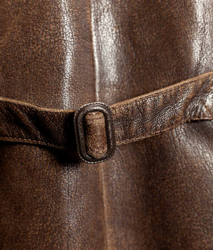 Vintage 1940s–50s Swedish Jofa Leather Work Jacket, Double-Breasted Goatskin