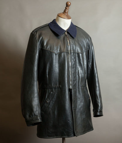 Vintage 1960s Swedish Air Force T/50 Leather Coat Jacket Skinnrock Flygvapnet