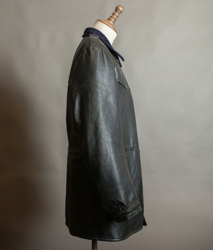Vintage 1960s Swedish Air Force T/50 Leather Coat Jacket Skinnrock Flygvapnet