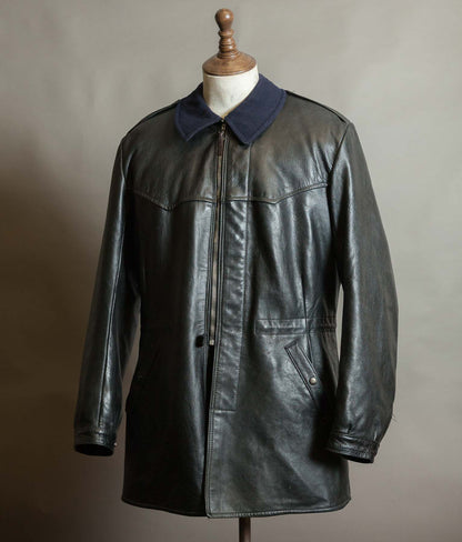 Vintage 1960s Swedish Air Force T/50 Leather Coat Jacket Skinnrock Flygvapnet