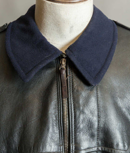Vintage 1960s Swedish Air Force T/50 Leather Coat Jacket Skinnrock Flygvapnet