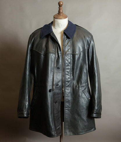 Vintage 1960s Swedish Air Force T/50 Leather Coat Jacket Skinnrock Flygvapnet