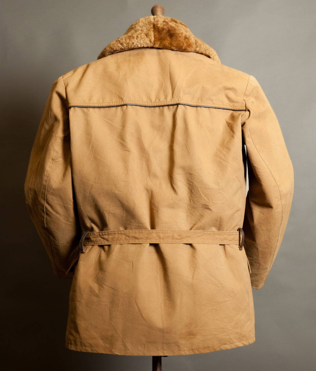 Vintage 1950s French Canadienne Mackinaw Coat, Canvas with Mouton Collar