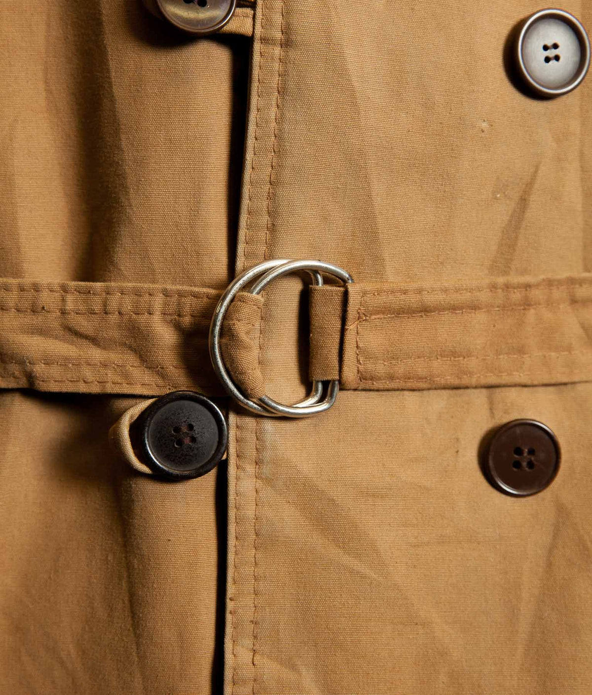 Vintage 1950s French Canadienne Mackinaw Coat, Canvas with Mouton Collar