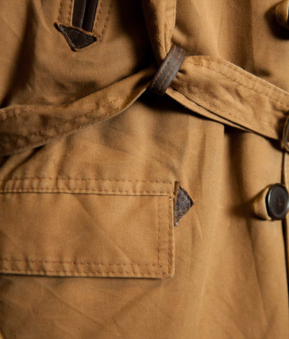 Vintage 1950s French Canadienne Mackinaw Coat, Canvas with Mouton Collar