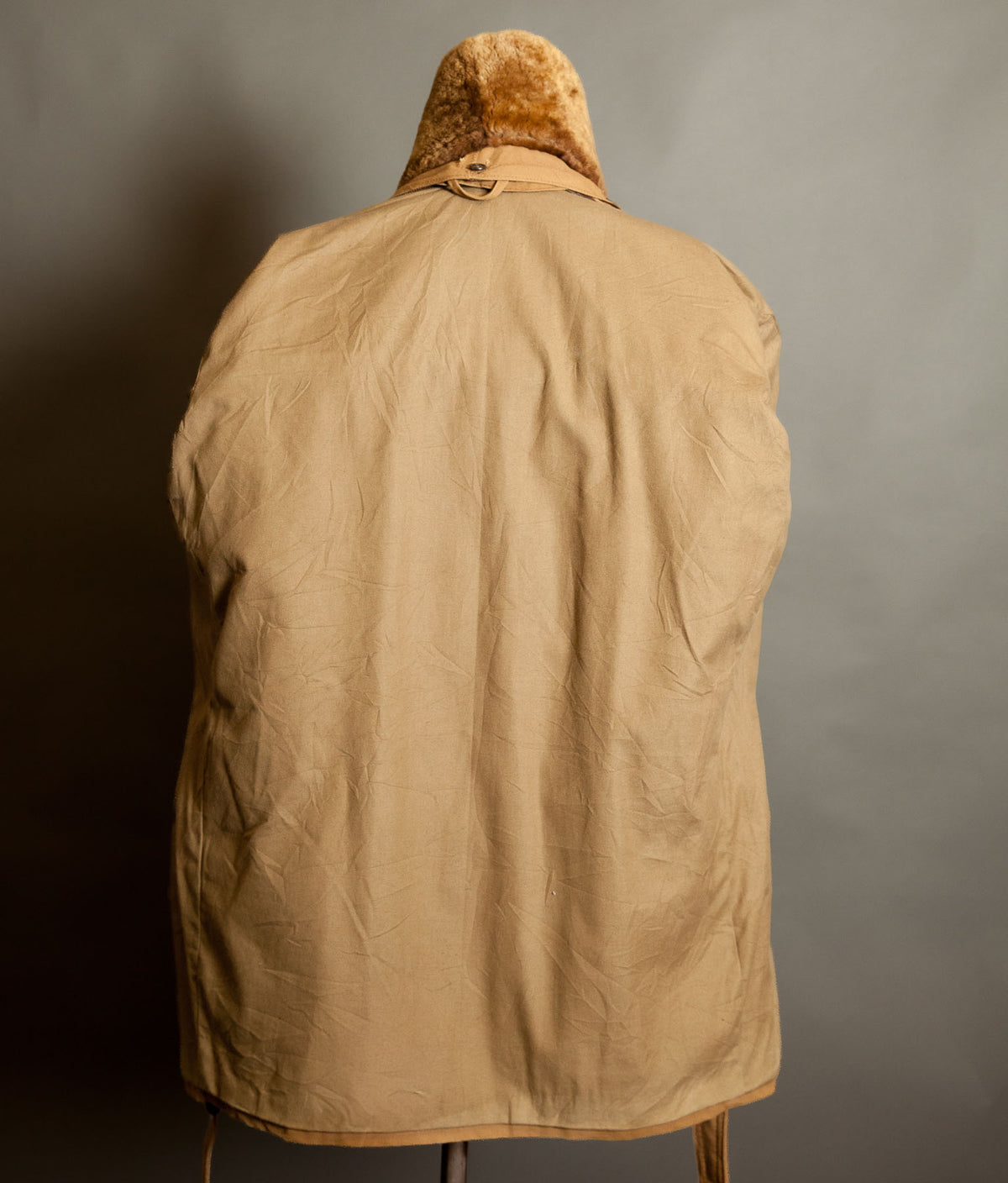 Vintage 1950s French Canadienne Mackinaw Coat, Canvas with Mouton Collar