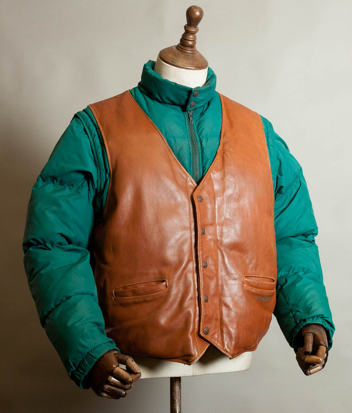 Vintage Schott NYC 126 Leather & Goose Down Jacket, Convertible Vest, Made in USA