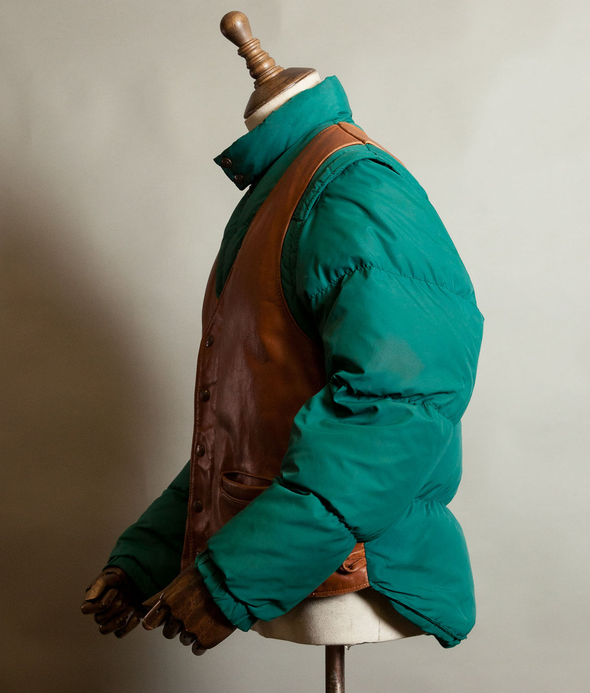 Vintage Schott NYC 126 Leather & Goose Down Jacket, Convertible Vest, Made in USA