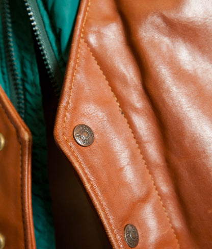 Vintage Schott NYC 126 Leather & Goose Down Jacket, Convertible Vest, Made in USA