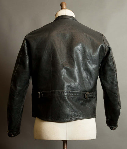 Vintage 1950s Goatskin Leather Motorcycle Jacket, Band Collar, Grey Riri Zips