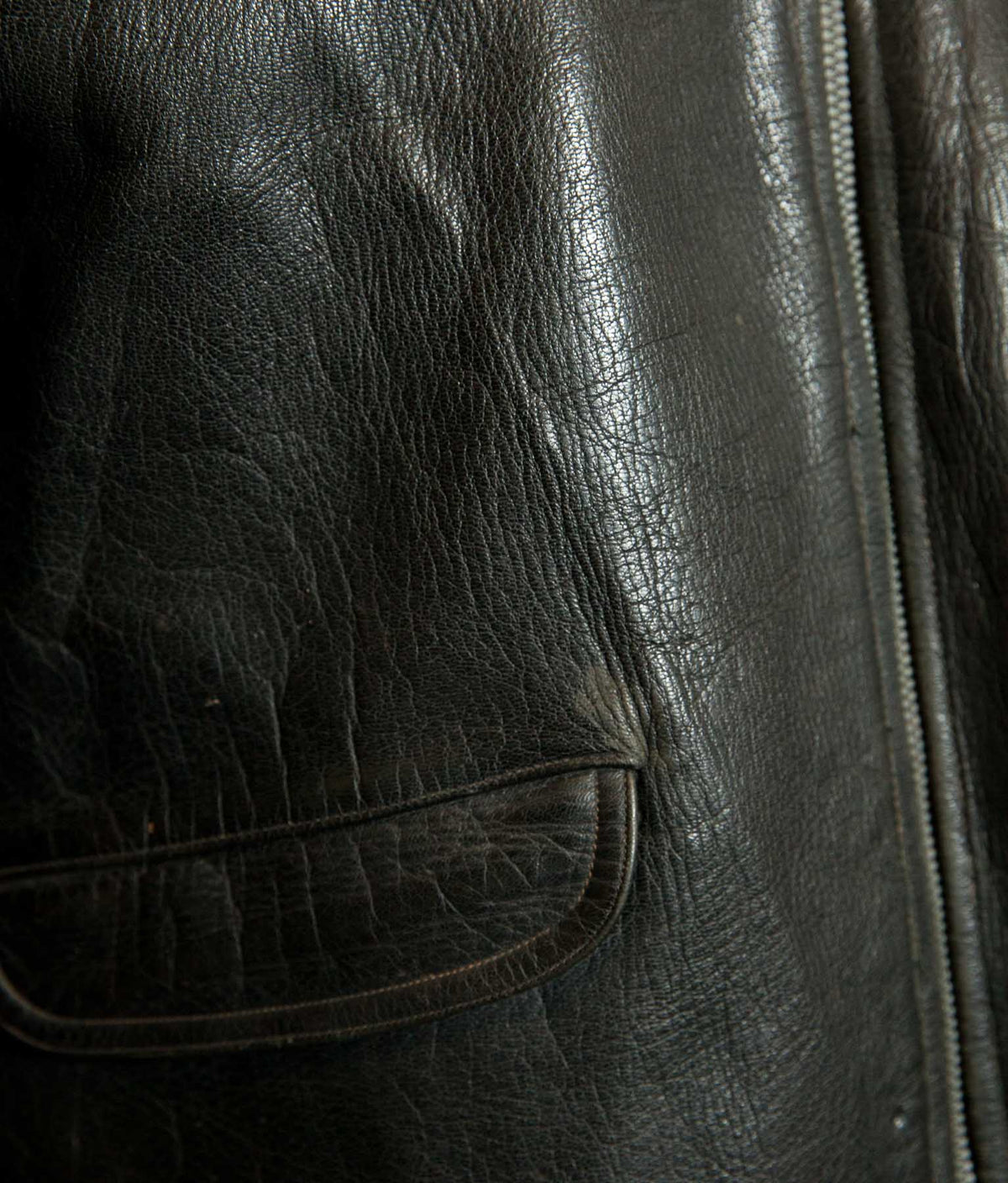 Vintage 1950s Goatskin Leather Motorcycle Jacket, Band Collar, Grey Riri Zips