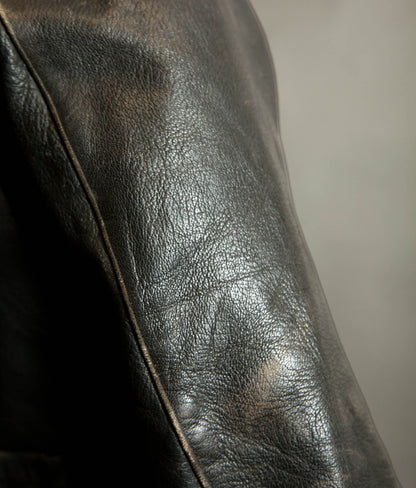 Vintage 1950s Goatskin Leather Motorcycle Jacket, Band Collar, Grey Riri Zips