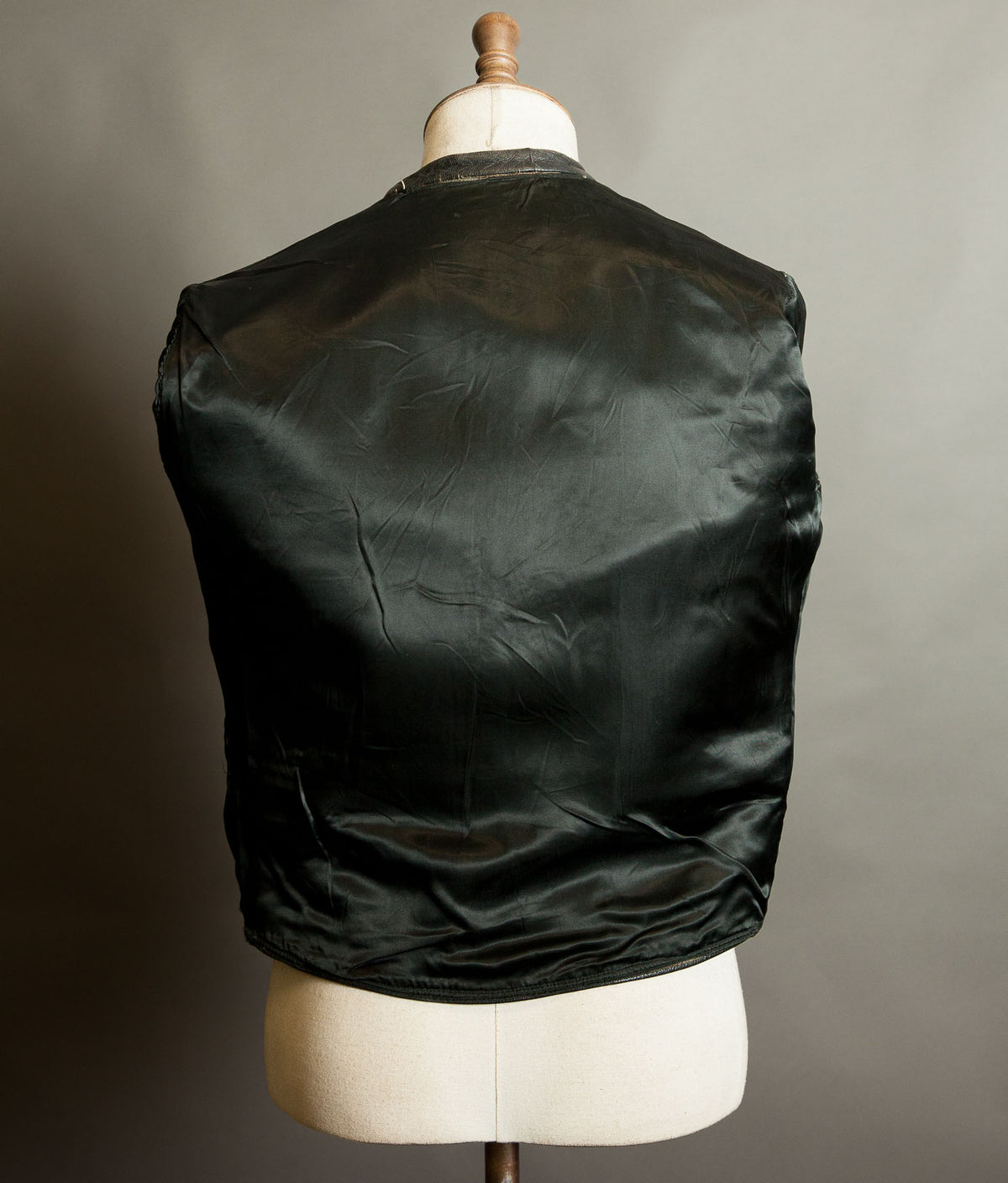 Vintage 1950s Goatskin Leather Motorcycle Jacket, Band Collar, Grey Riri Zips