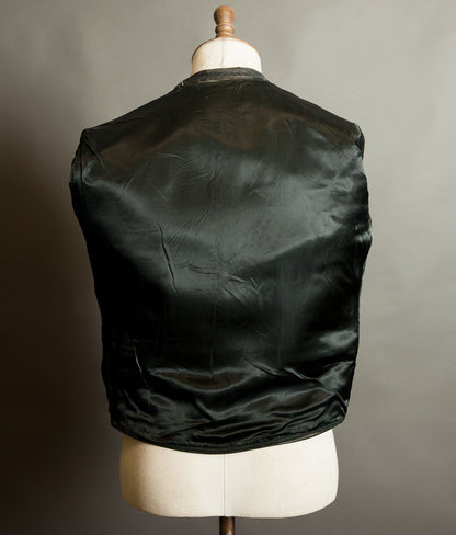 Vintage 1950s Goatskin Leather Motorcycle Jacket, Band Collar, Grey Riri Zips