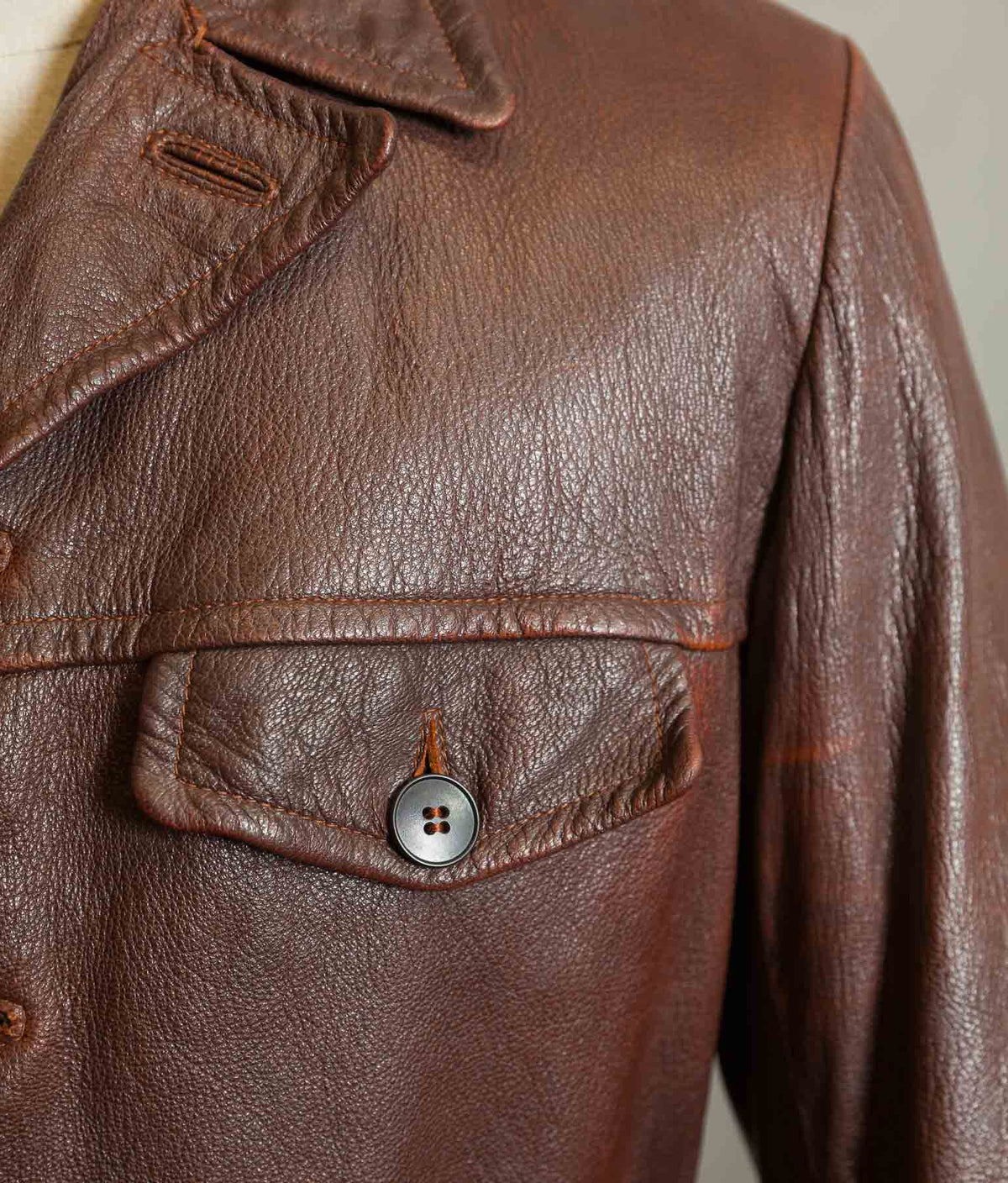 Vintage 1940s-50s Swedish Goatskin Leather Jacket, Belted, Äkta Getskinn