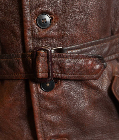 Vintage 1940s-50s Swedish Goatskin Leather Jacket, Belted, Äkta Getskinn