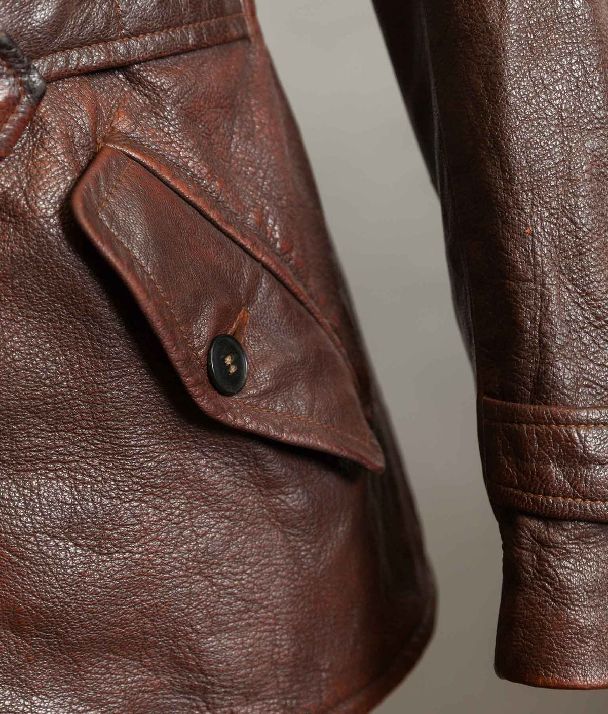Vintage 1940s-50s Swedish Goatskin Leather Jacket, Belted, Äkta Getskinn