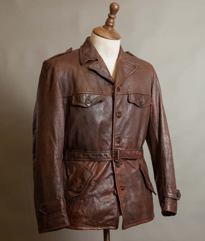 Vintage 1940s-50s Swedish Goatskin Leather Jacket, Belted, Äkta Getskinn