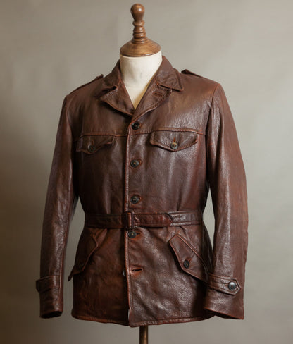 Vintage 1940s-50s Swedish Goatskin Leather Jacket, Belted, Äkta Getskinn