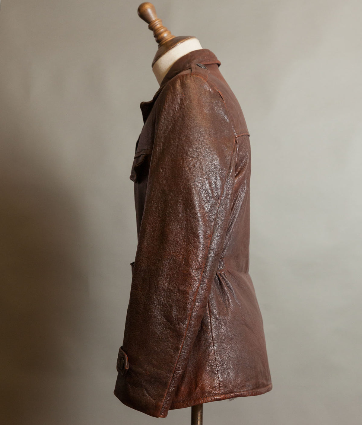 Vintage 1940s-50s Swedish Goatskin Leather Jacket, Belted, Äkta Getskinn