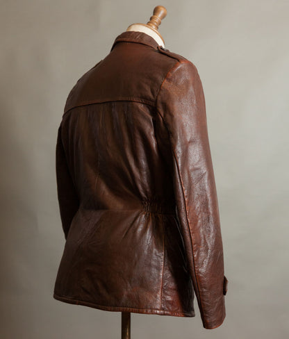 Vintage 1940s-50s Swedish Goatskin Leather Jacket, Belted, Äkta Getskinn