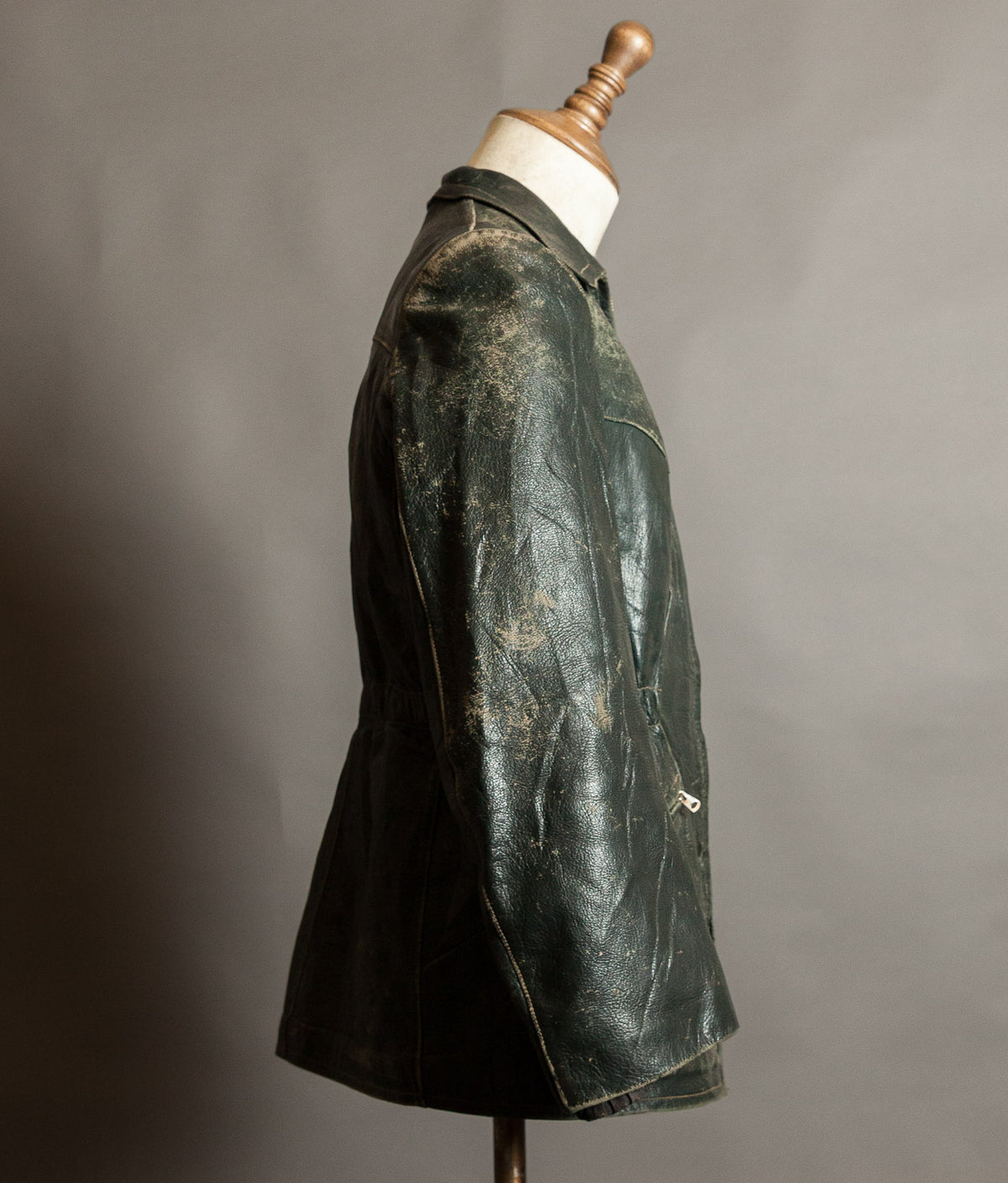 Vintage 1940s German Goatskin Leather Jacket, Western Yokes, MEWA Zips