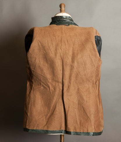Vintage 1940s German Goatskin Leather Jacket, Western Yokes, MEWA Zips