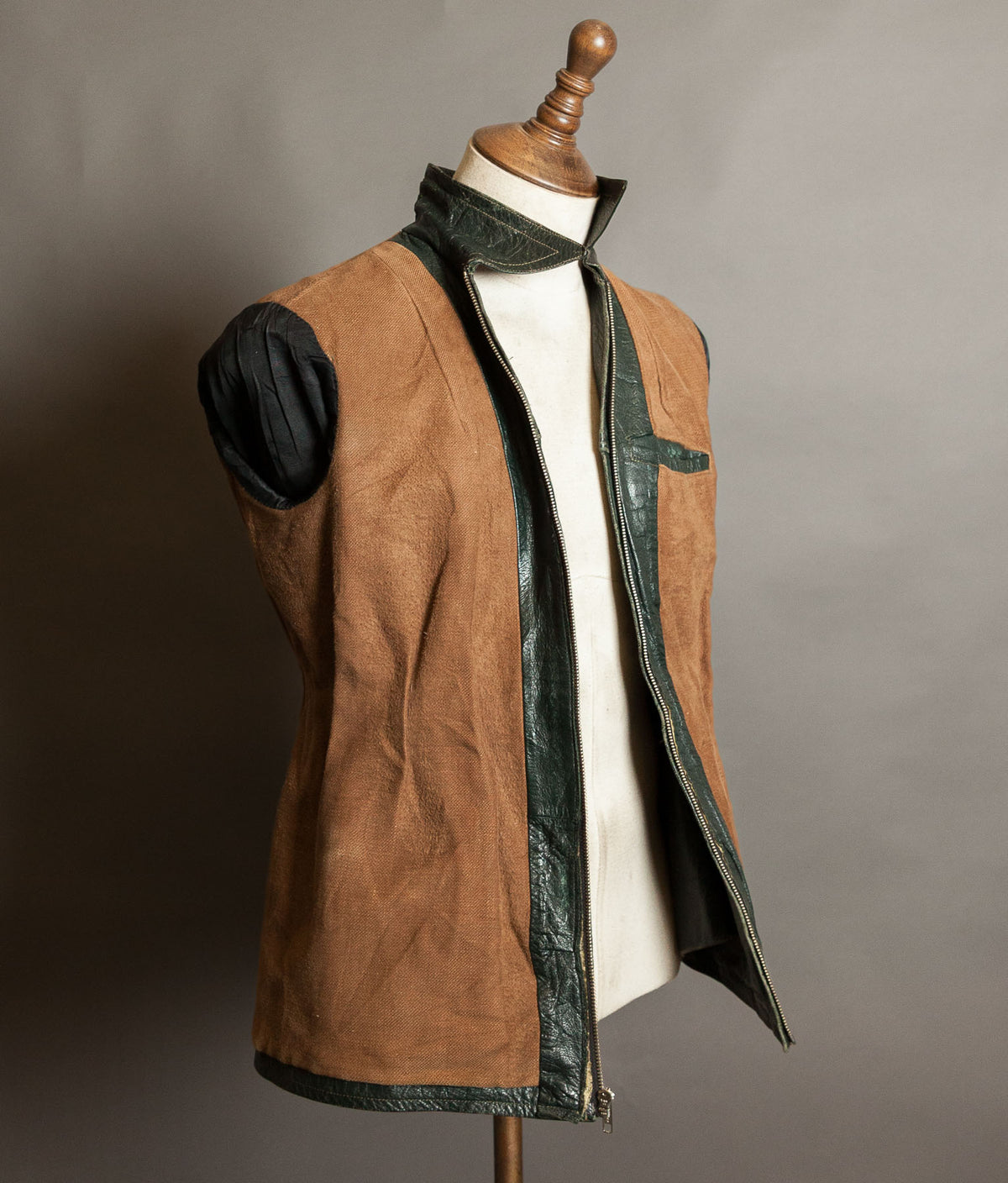 Vintage 1940s German Goatskin Leather Jacket, Western Yokes, MEWA Zips