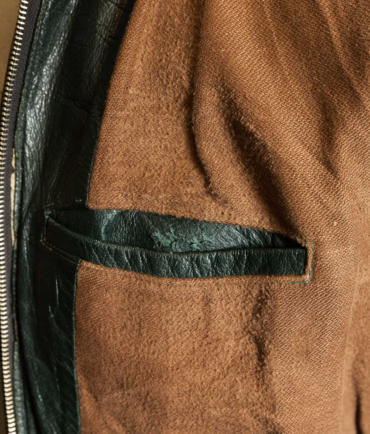 Vintage 1940s German Goatskin Leather Jacket, Western Yokes, MEWA Zips