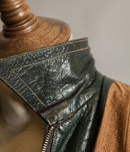 Vintage 1940s German Goatskin Leather Jacket, Western Yokes, MEWA Zips