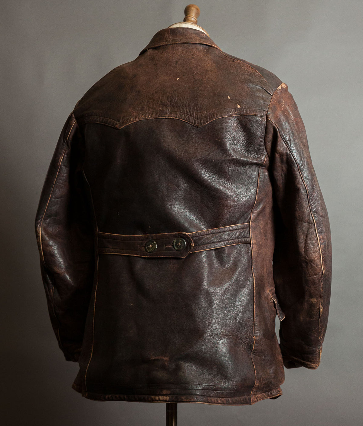 Original 1930s German Leather Motoring Coat, Double-Breasted Goatskin