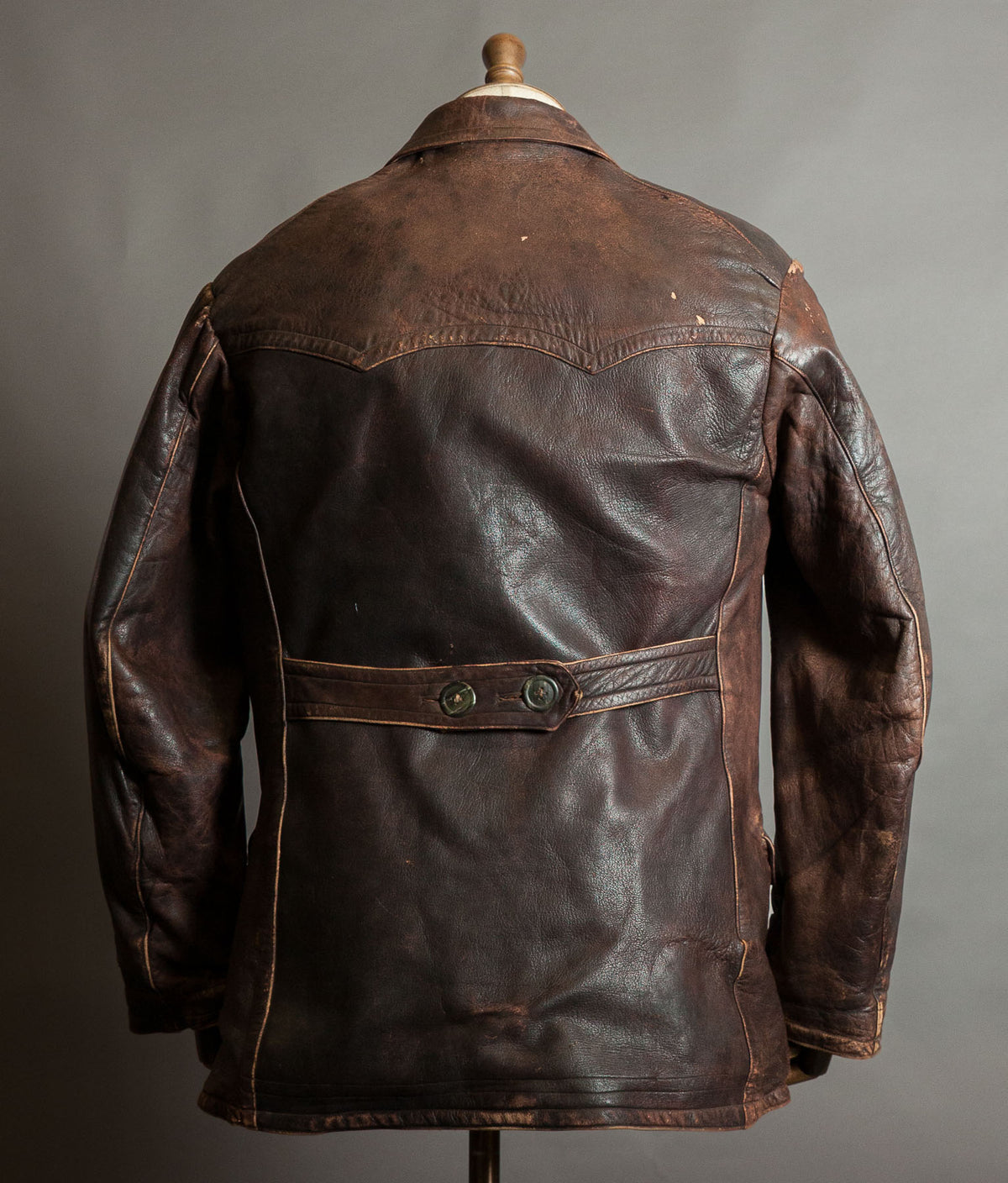 Original 1930s German Leather Motoring Coat, Double-Breasted Goatskin